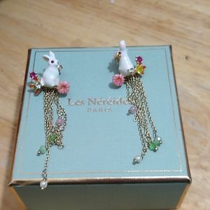 🐇Les Nereides Enamel Bunny Rabbit Earrings NIB